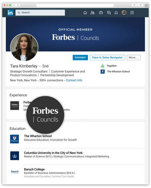 Example of Badge used on LinkedIn profile