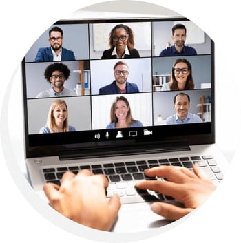 virtual meeting on laptop