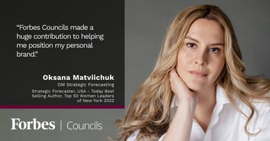 Featured image for Forbes Councils Helps Advance Brand Credibility For Oksana Matviichuck's New Company. 