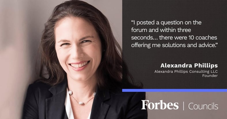 Featured image for Alexandra Phillips Leverages Forbes Councils Forum and Publishing for Advice and Visibility.