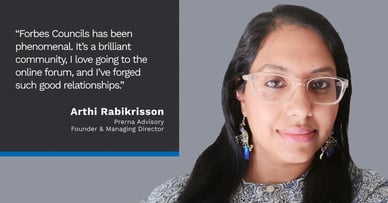 Featured image for Forbes Councils’ Relationship-Building Community Fosters Business Growth for Arthi Rabikrisson. 