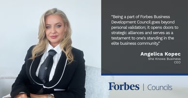 Featured image for Elevating Legacies: Angelica Kopec's Impactful Journey with She Knows Business and Forbes Business Development Council. 